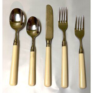 Stanley Roberts Spectrum Ivory Handle 5-Piece Flatware Set Stainless Steel Korea
